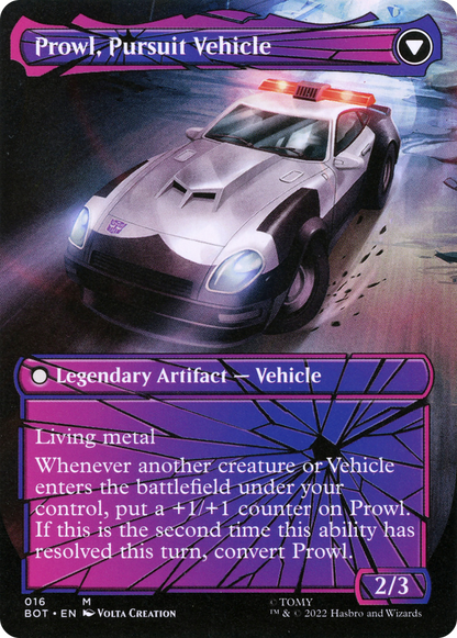 Prowl, stratège stoïque // Prowl, véhicule de poursuite (BOT-016) - Transformers : (convertdfc, shatteredglass) (Borderless) 