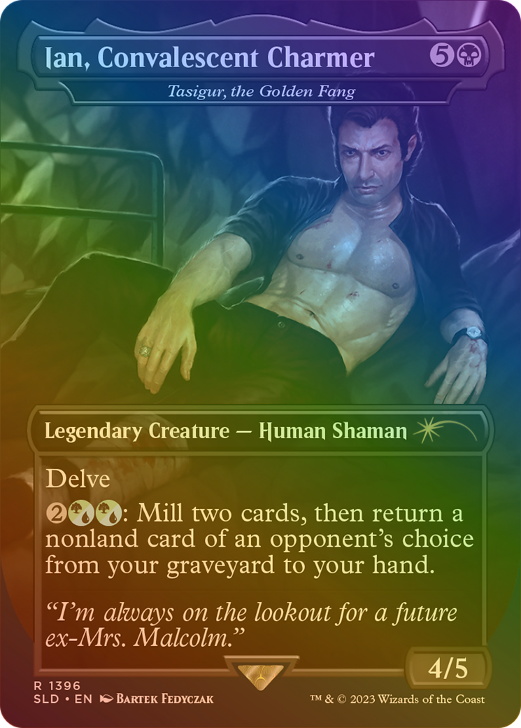 Ian, Convalescent Charmer - Tasigur, the Golden Fang (Rainbow Foil) (SLD-1396★) - Secret Lair Drop / Ian, Convalescent Charmer (Borderless) Foil