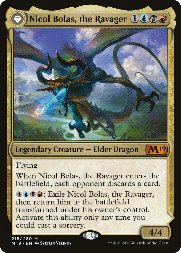 Nicol Bolas, le Ravageur // Nicol Bolas, l'Ascensionné (M19-218) - Coffret de base 2019 : (originpwdfc) Foil 