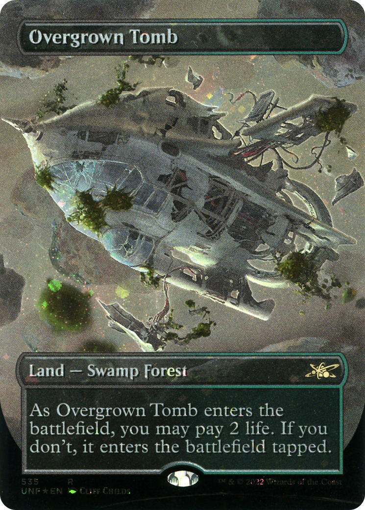 Overgrown Tomb (Borderless) (Galaxy Foil) (UNF-535) - Unfinity (Borderless) Foil