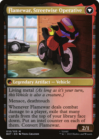 Flamewar, Brash Veteran // Flamewar, Streetwise Operative (BOT-010) - Transformers : (convertdfc) Foil 
