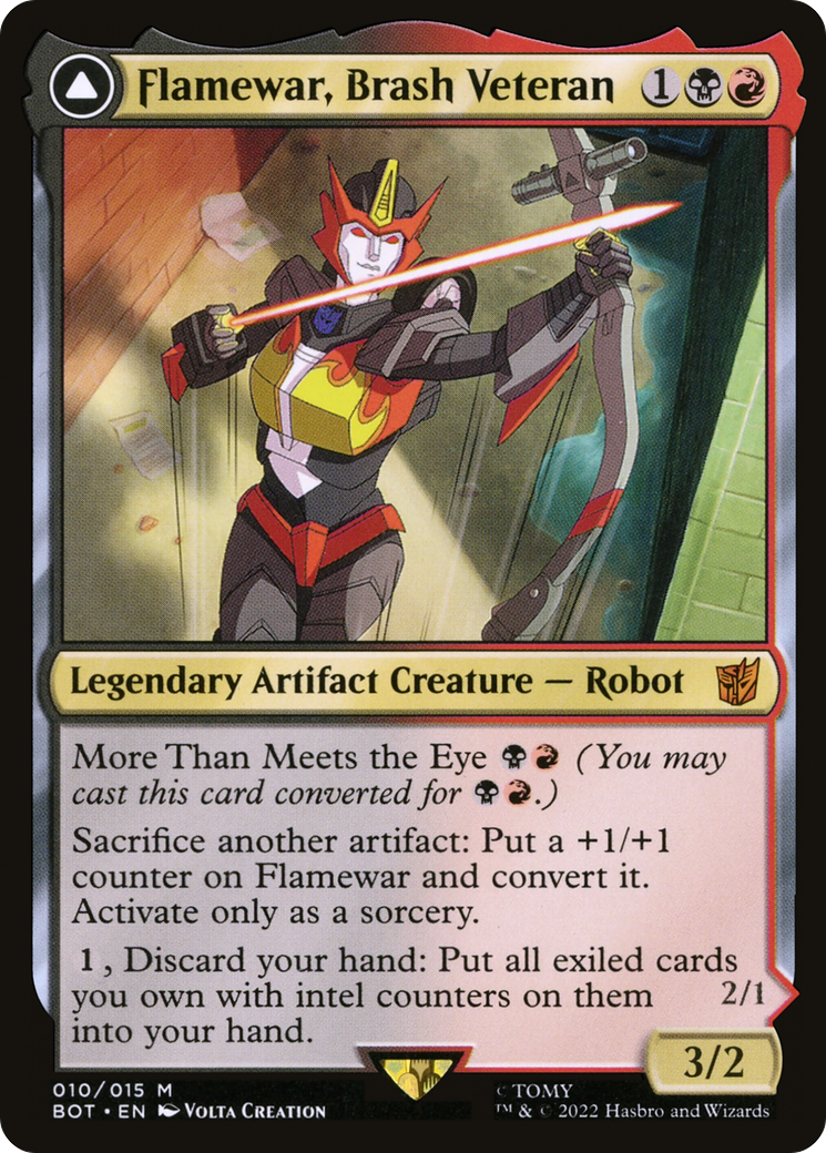 Flamewar, Brash Veteran // Flamewar, Streetwise Operative (BOT-010) - Transformers : (convertdfc) 
