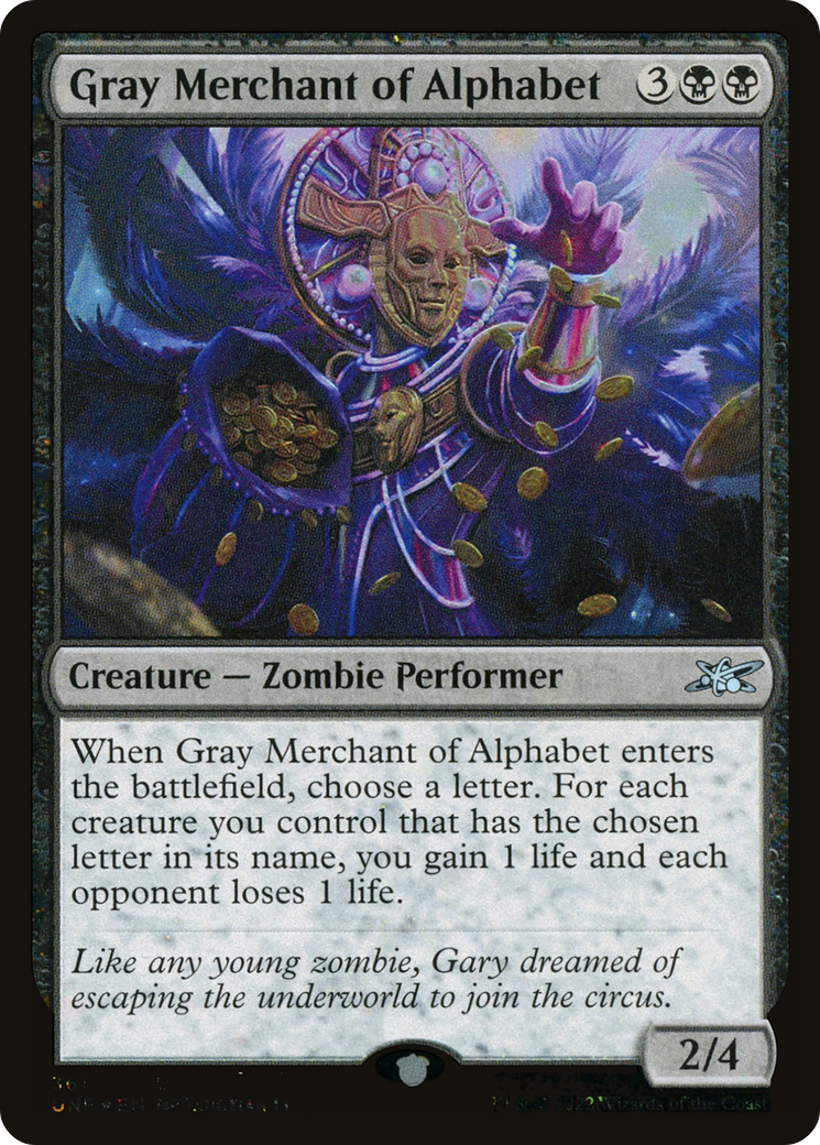 Gray Merchant of Alphabet (Galaxy Foil) (UNF-361) - Unfinity Foil