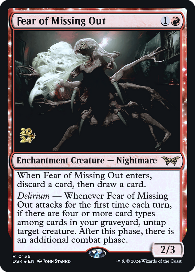 Fear of Missing Out (PRE-136) - Duskmourn: House of Horror Promos: (enchantment) Foil