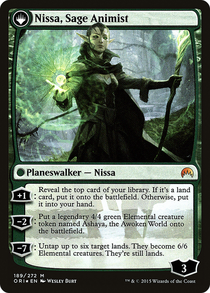 Nissa, Vastwood Seer (PRE-189S) - Magic Origins Promos: (originpwdfc) Foil