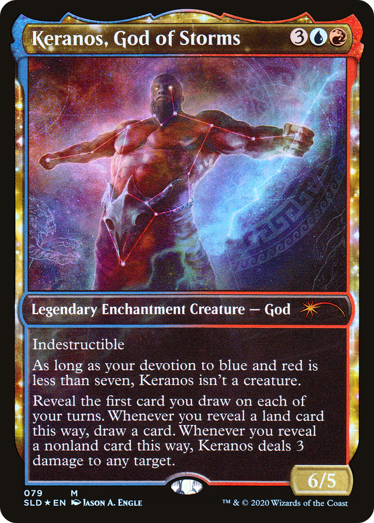 Keranos, God of Storms (SLD-079) - Secret Lair Drop: (enchantment, Showcase) Foil