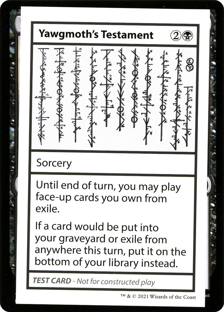 Yawgmoth's Testament (No PW Symbol) (CMB1-) - Mystery Booster Playtest Cards 2021