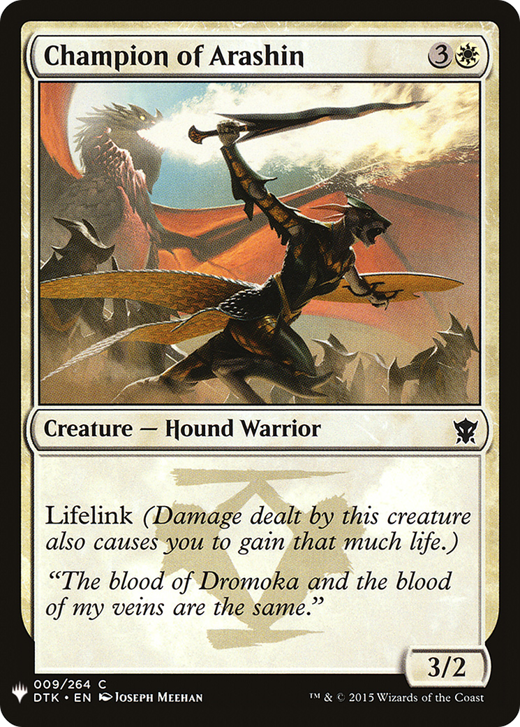 Champion of Arashin (PLST-DTK-9) - The List