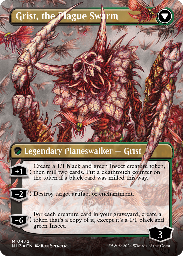 Grist, Voracious Larva (Borderless) (Textured Foil) (MH3-472) - Modern Horizons 3 (Borderless) Foil