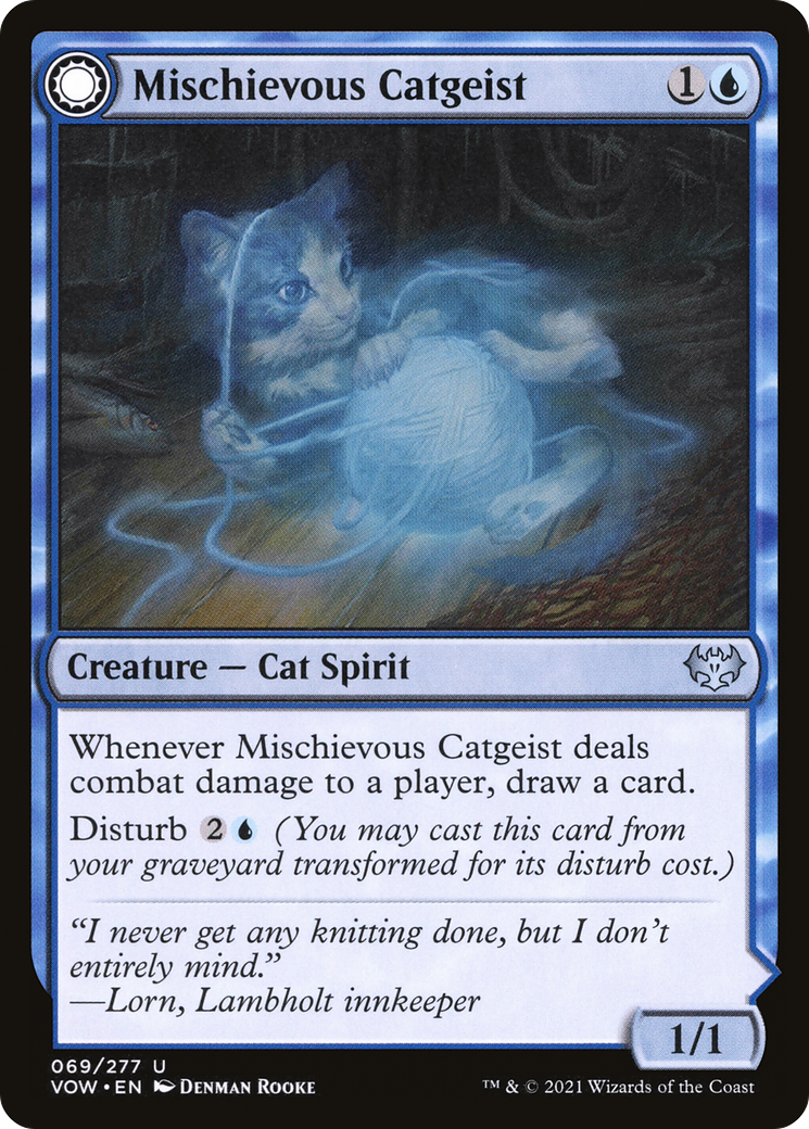 Catgeist espiègle // Curiosité féline (VOW-069) - Innistrad : Crimson Vow : (Transformation double face) Foil 