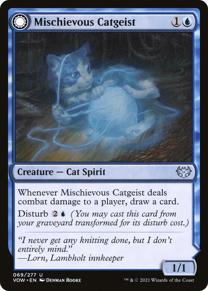 Catgeist espiègle // Curiosité féline (VOW-069) - Innistrad : Crimson Vow : (Transformation double face) Foil 