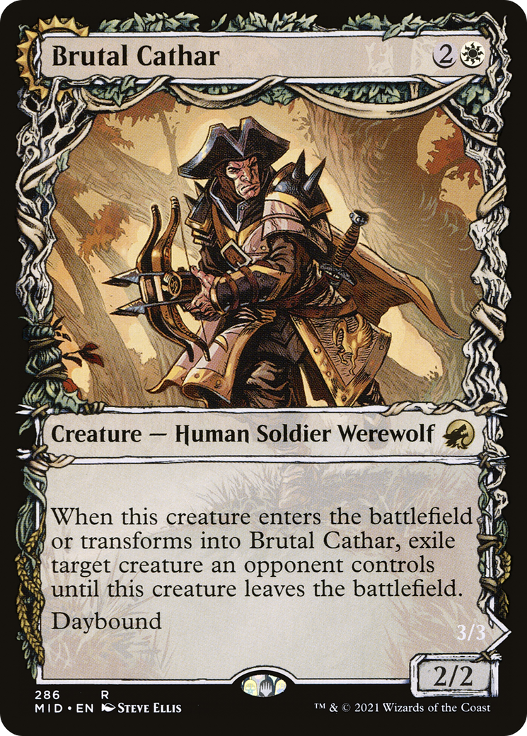 Brutal Cathar (Showcase) (MID-286) - Innistrad: Midnight Hunt: (Showcase, Double Faced Transform)