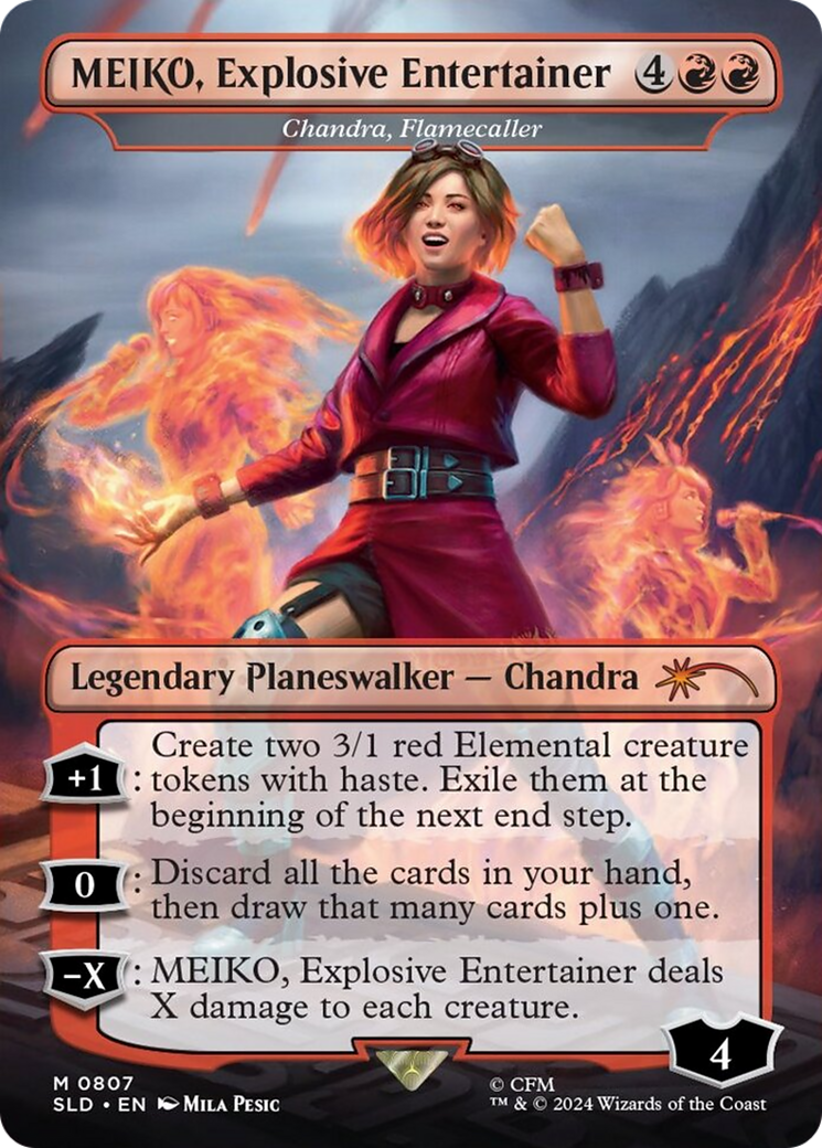 Chandra, Flamecaller (SLD-807) - Butin secret / MEIKO, Explosive Entertainer (sans bordure) 