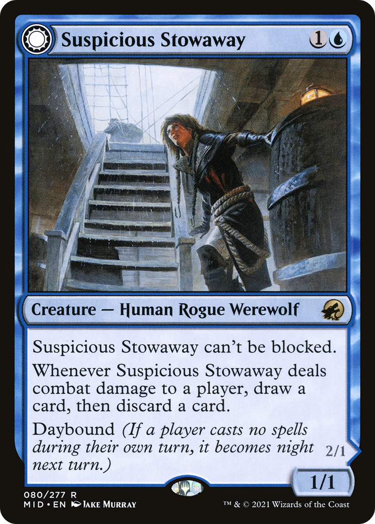 Suspicious Stowaway (MID-080) - Innistrad: Midnight Hunt: (Double Faced Transform)