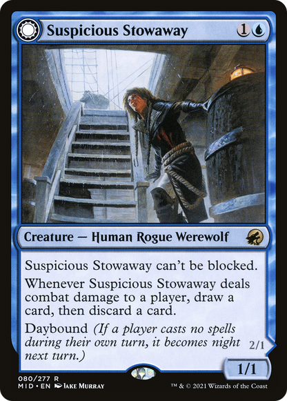 Suspicious Stowaway (MID-080) - Innistrad: Midnight Hunt: (Double Faced Transform) Foil