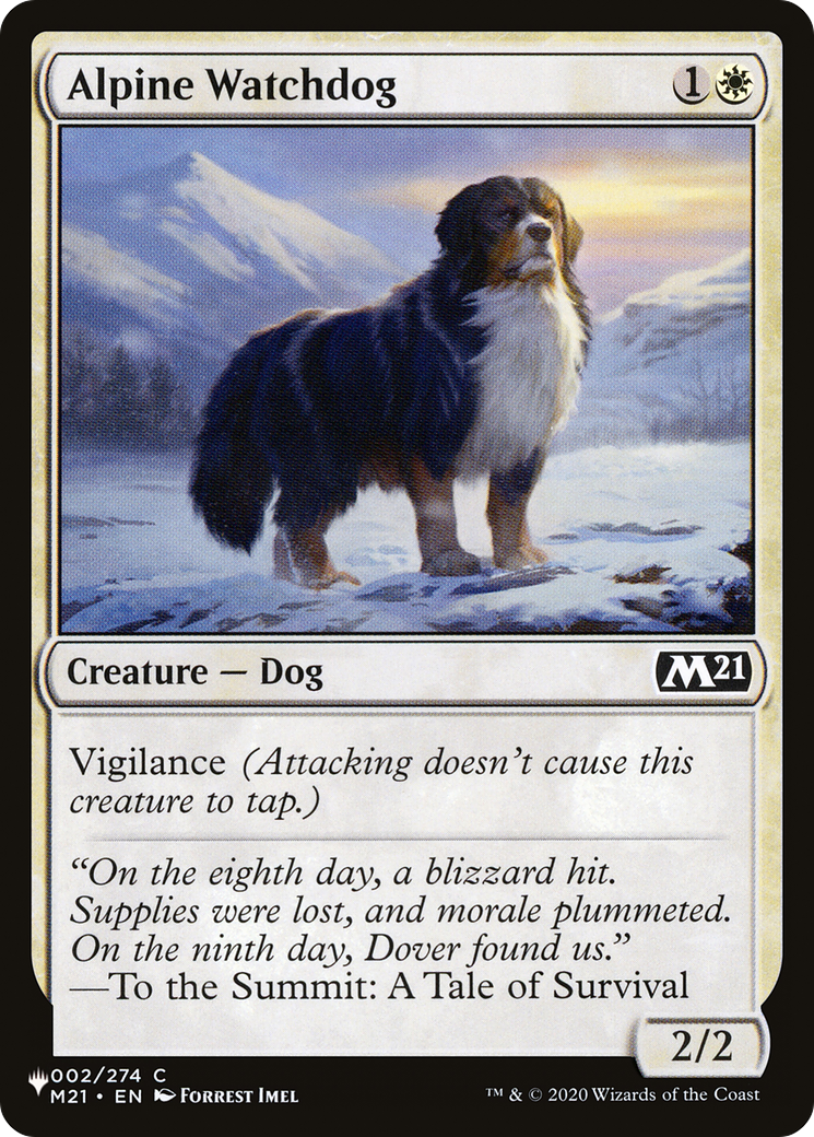 Chien de garde alpin (-002) - La liste des réimpressions 