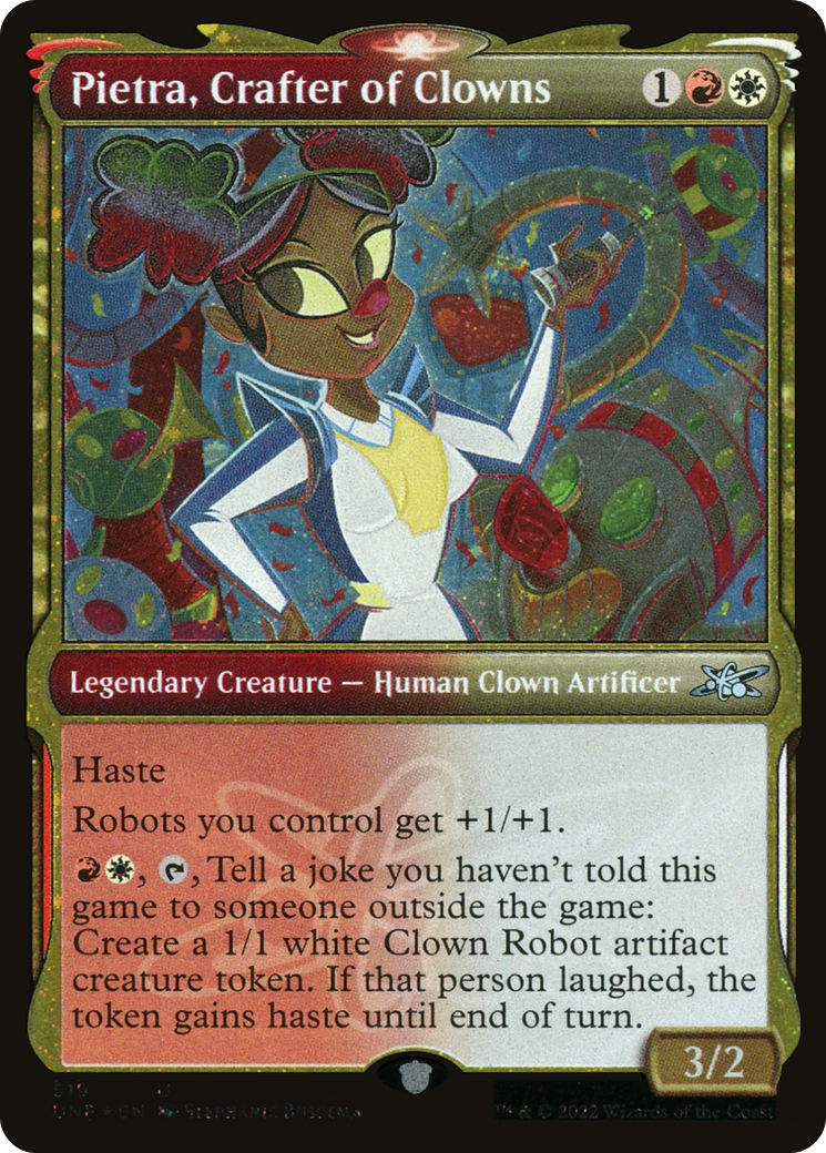 Pietra, Crafter of Clowns (Showcase) (Galaxy Foil) (UNF-519) - Unfinity: (Showcase) Foil