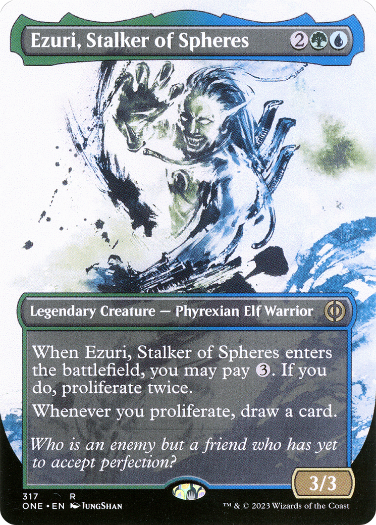Ezuri, Stalker of Spheres (Showcase) (ONE-317) - Phyrexia: All Will Be One: (Showcase) (Borderless)