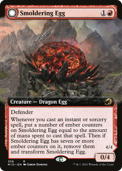 Smoldering Egg (Extended Art) (MID-358) - Innistrad: Midnight Hunt: (Extended Art, Double Faced Transform)