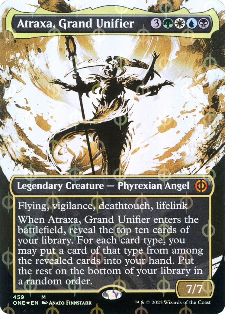 Atraxa, Grand Unificateur (ONE-459) - Phyrexia : Tous ne feront qu'un : (Vitrine) (Sans bordure) Feuille 