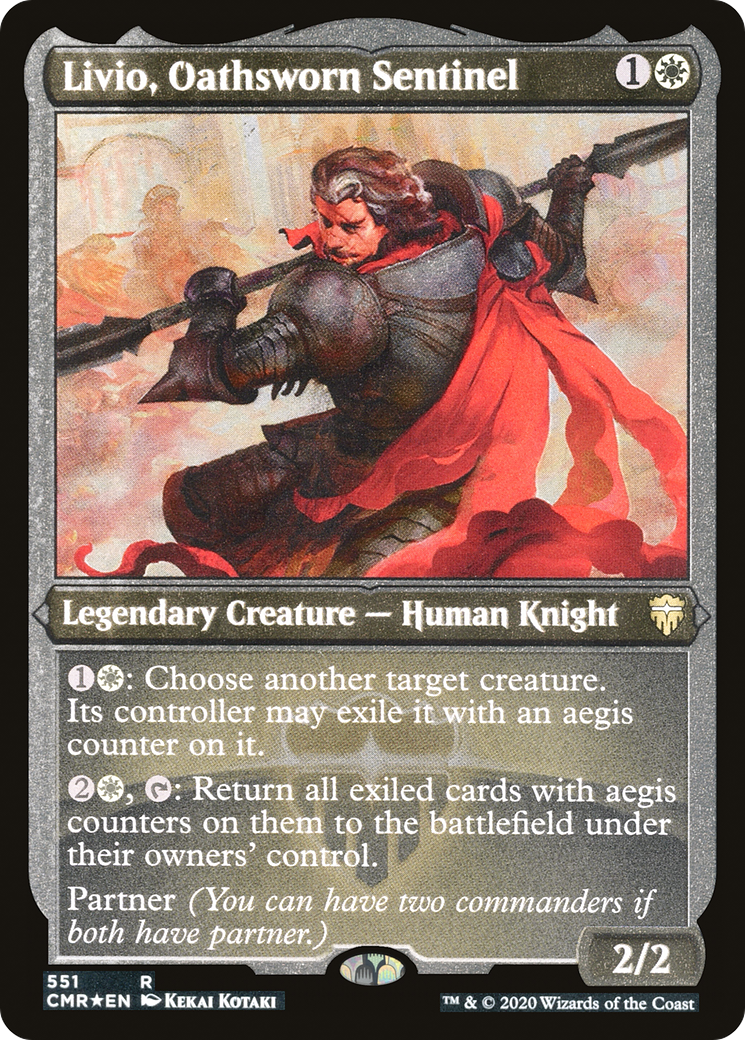 Livio, Oathsworn Sentinel (Foil Etched) (CMR-551) - Commander Legends Etched Foil