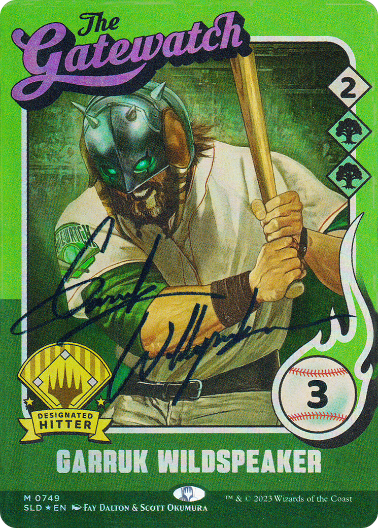 Garruk Wildspeaker (749) (Autographed) (SLD-749) - Secret Lair Drop: (Full Art) (Borderless) Foil