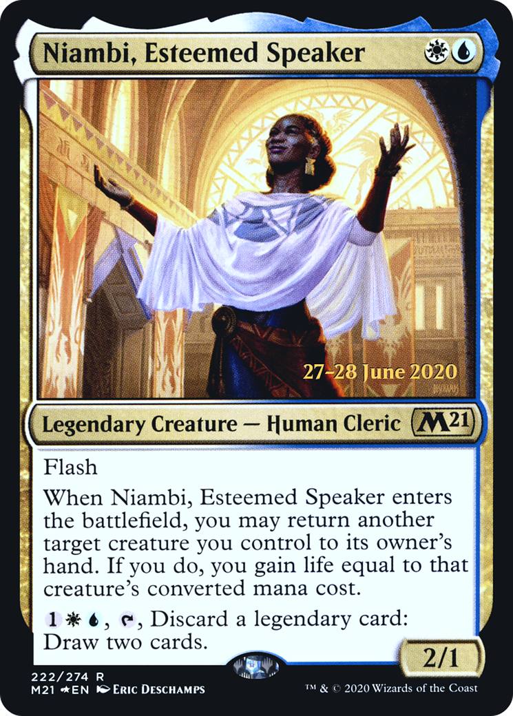 Niambi, Esteemed Speaker (PRE-222S) - Core Set 2021 Promos Foil