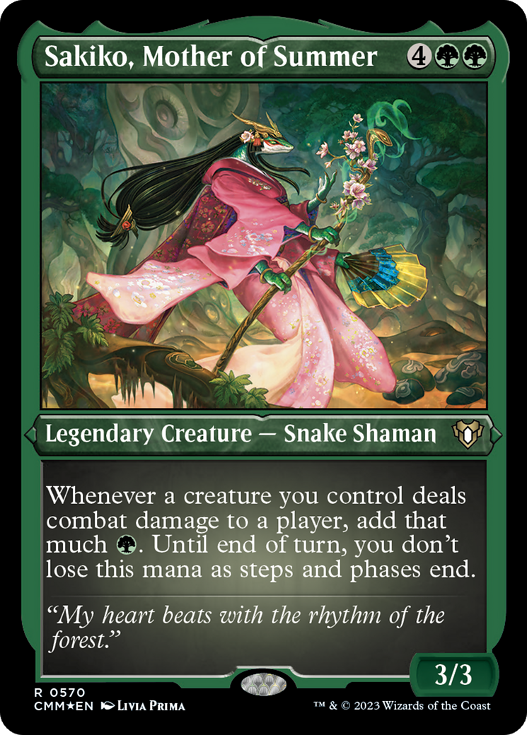 Sakiko, Mère de l'Été (CMM-570) - Commander Masters Etched Foil 