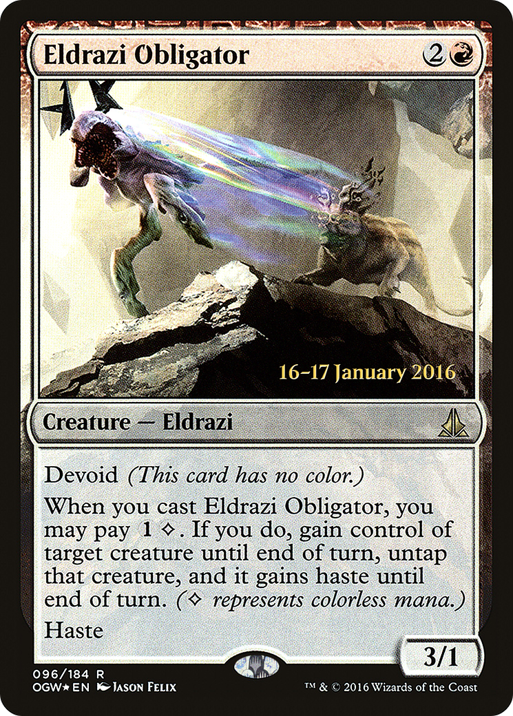 Eldrazi Obligator (PRE-096) - Oath of the Gatewatch Promos: (devoid) Foil