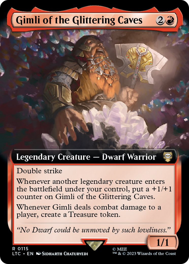Gimli of the Glittering Caves (Extended Art) (LTC-115) - Tales of Middle-earth Commander: (Extended Art) Foil