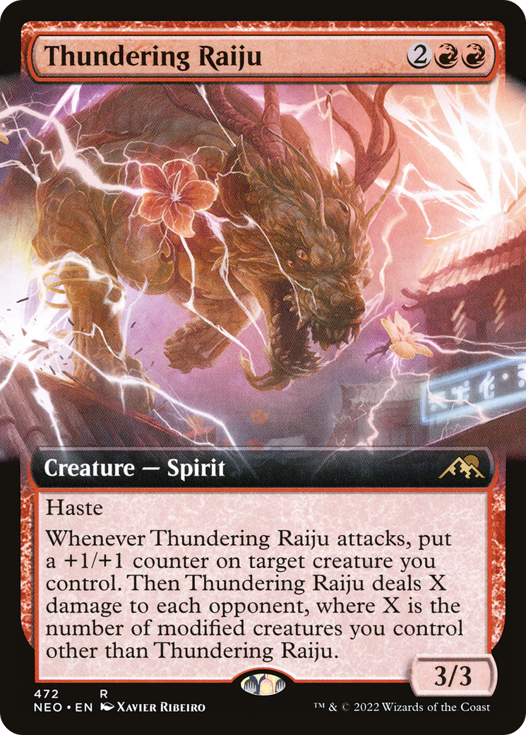 Thundering Raiju (Extended Art) (NEO-472) - Kamigawa: Neon Dynasty: (Extended Art) Foil