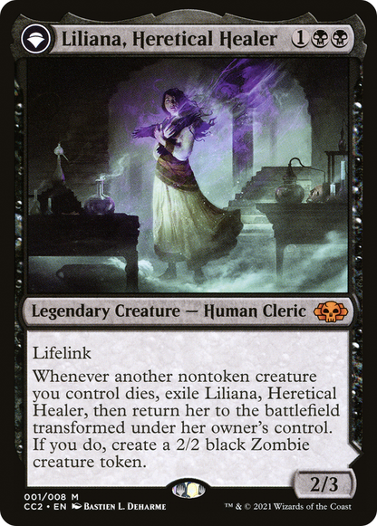 Liliana, guérisseuse hérétique // Liliana, nécromancienne rebelle (CC2-001) - Collection Commander : Noir : (originpwdfc) 