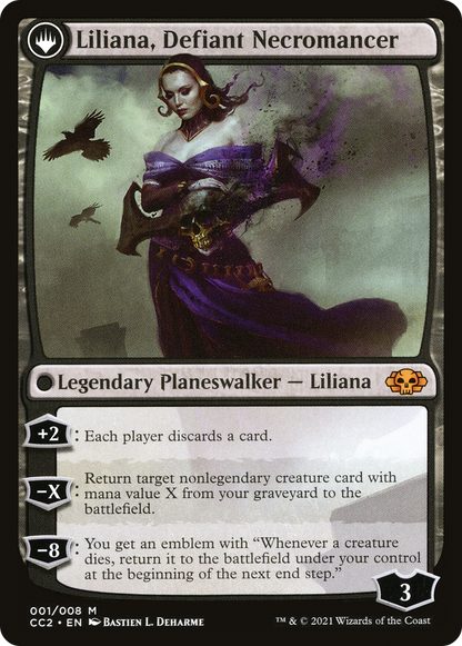 Liliana, guérisseuse hérétique // Liliana, nécromancienne provocatrice (CC2-001) - Collection Commander : Noir : (originpwdfc) Foil 