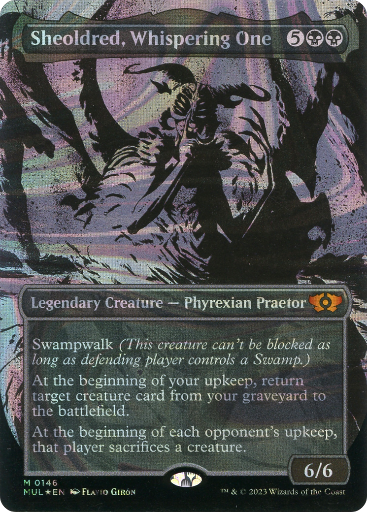 Sheoldred, Whispering One (Halo Foil) (MUL-146) - Multiverse Legends: (Showcase) (Borderless) Foil