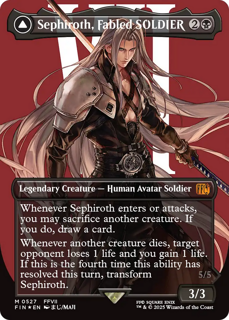 Sephiroth, Fabled SOLDIER (Borderless) (Surge Foil) (0527) (FIN-527) - FINAL FANTASY (Borderless) Foil