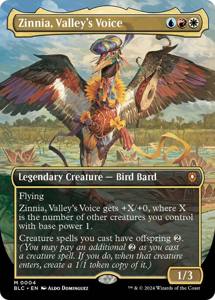 Zinnia, Valley's Voice (Borderless) (BLC-004) - Bloomburrow Commander (Borderless)