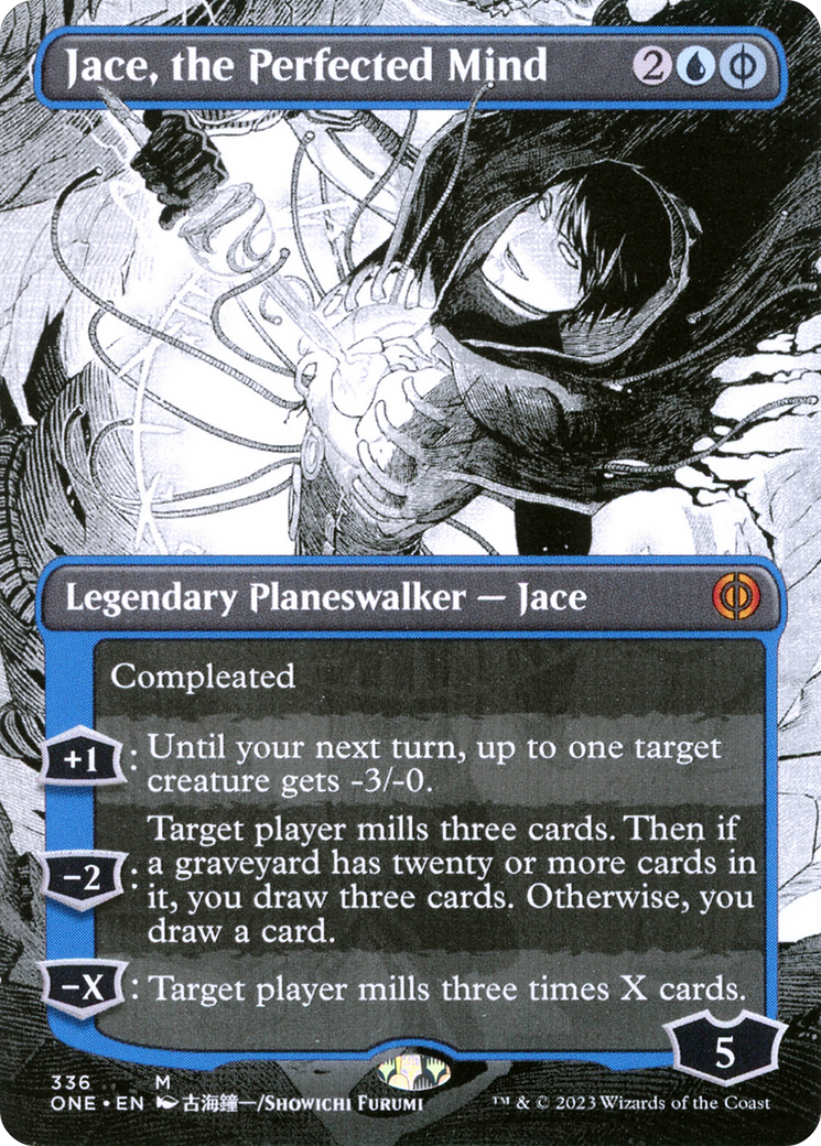Jace, the Perfected Mind (Borderless) (ONE-336) - Phyrexia: All Will Be One: (Showcase) (Borderless) Foil