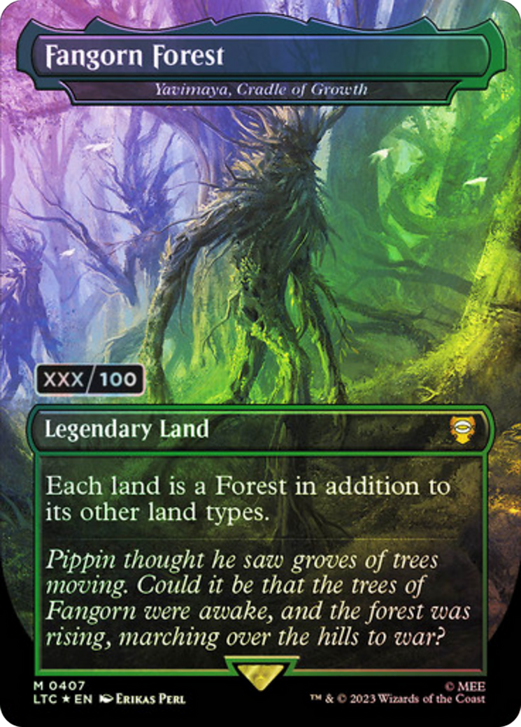 Fangorn Forest - Yavimaya, Cradle of Growth (Serial Numbered) (LTC-407) - Tales of Middle-earth Commander / Fangorn Forest (Borderless) Foil