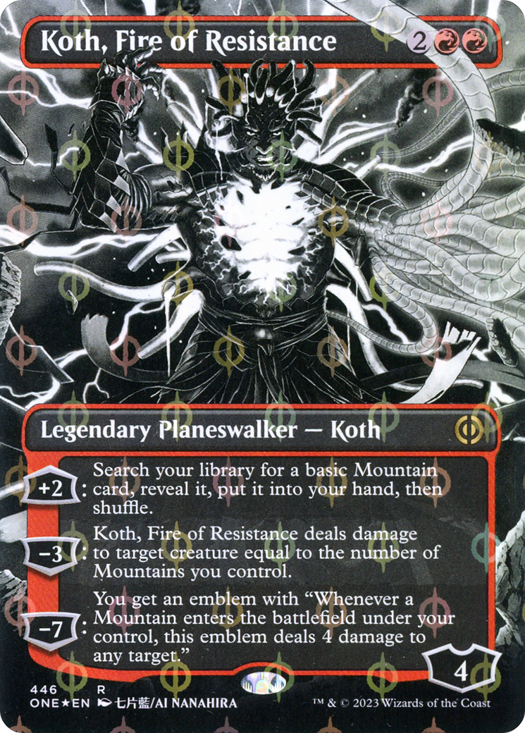 Koth, Feu de Résistance (ONE-446) - Phyrexia : Tous ne feront qu'un : (Vitrine) (Sans bordure) Feuille
