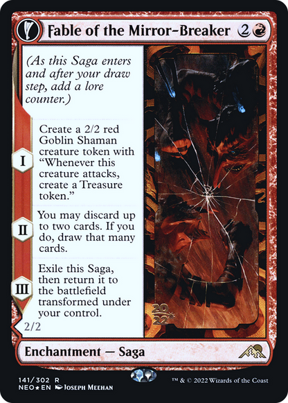 Fable of the Mirror-Breaker (PRE-141) - Kamigawa: Neon Dynasty Promos: (fandfc, enchantment) Foil
