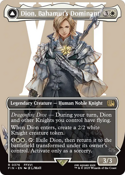 Dion, Bahamut's Dominant // Bahamut, Warden of Light (FIN-376) - FINAL FANTASY: (enchantment) (Borderless)