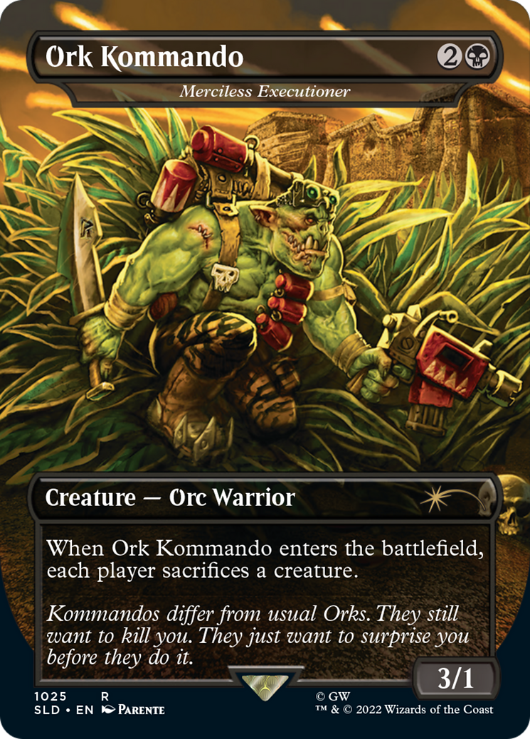 Ork Kommando - Merciless Executioner (Borderless) (SLD-1025) - Secret Lair Drop / Ork Kommando (Borderless) Foil