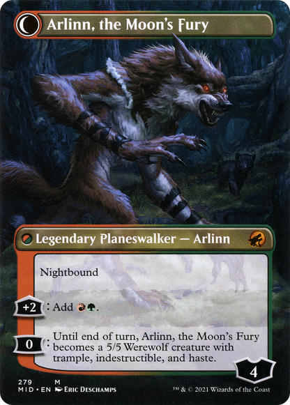 Arlinn, the Pack's Hope (Borderless) (MID-279) - Innistrad: Midnight Hunt: (Double Faced Transform) (Borderless) Foil
