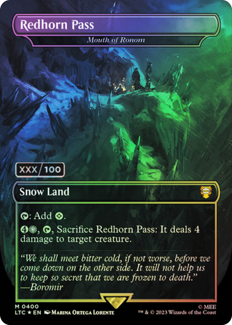 Redhorn Pass - Mouth of Ronom (Serial Numbered) (LTC-400Z) - Tales of Middle-earth Commander / Redhorn Pass (Borderless) Foil
